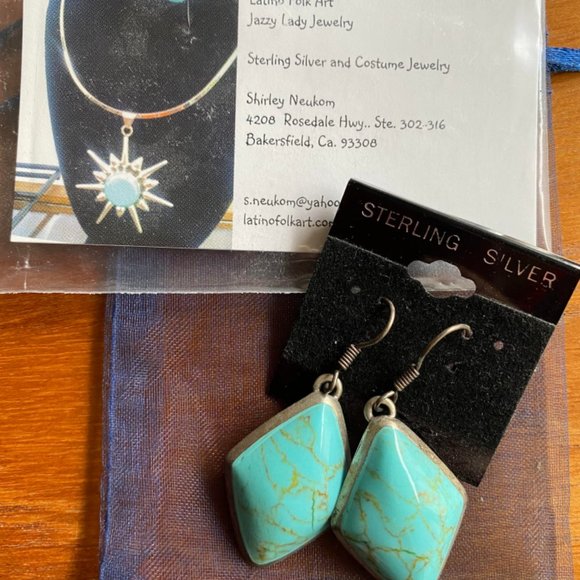 Turquoise Sterling Silver Earrings - Picture 1 of 4